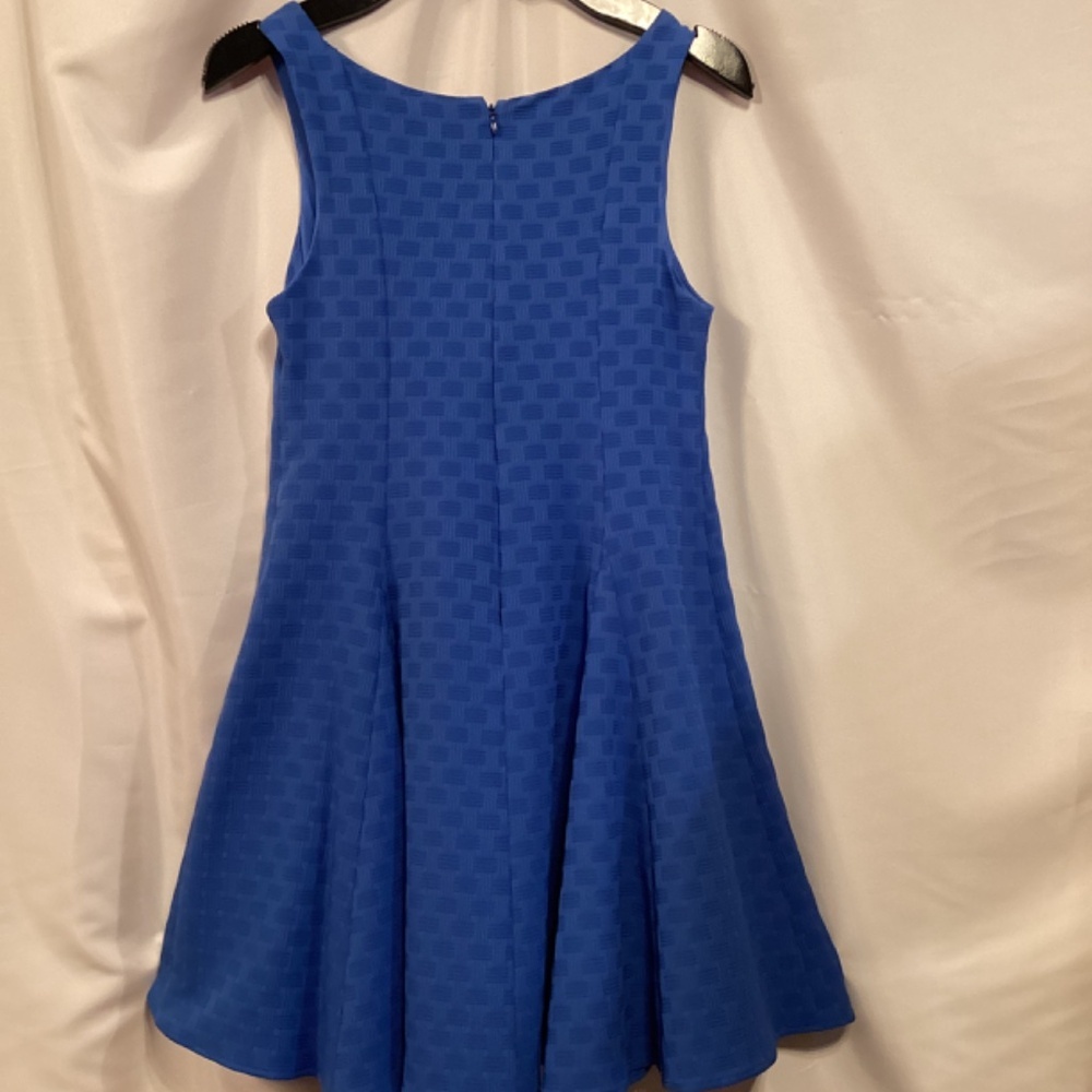 Eva Franco Anthropologie  short sleeves electric  blue short Fit and Flare Dress - Picture 7 of 9